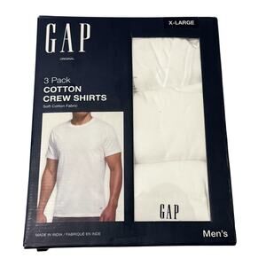 GAP Original Mens XL 3 Pack White Soft Cotton Crew Neck T Shirts Logo Tag Free